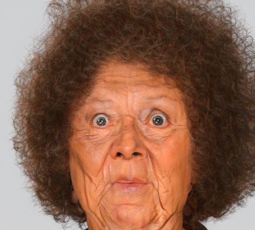 A curly headed older woman